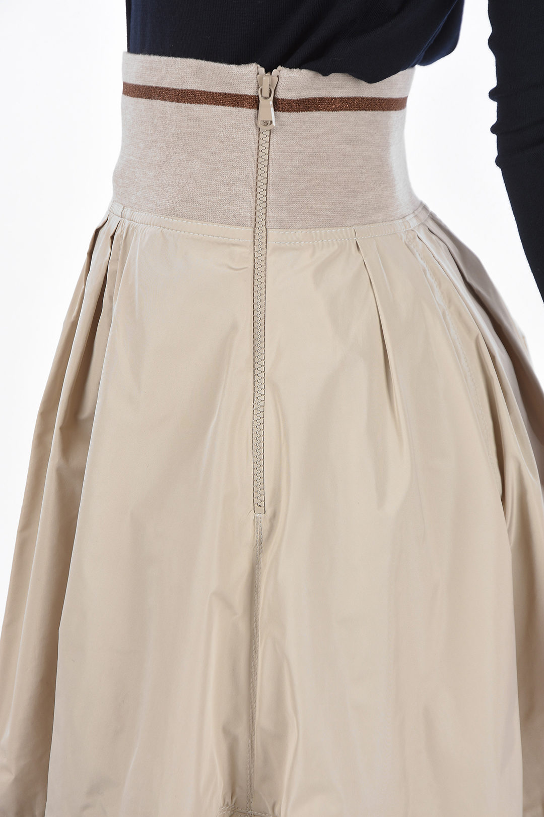 Brunello Cucinelli Flared Midi Skirt with Knitted Elastic