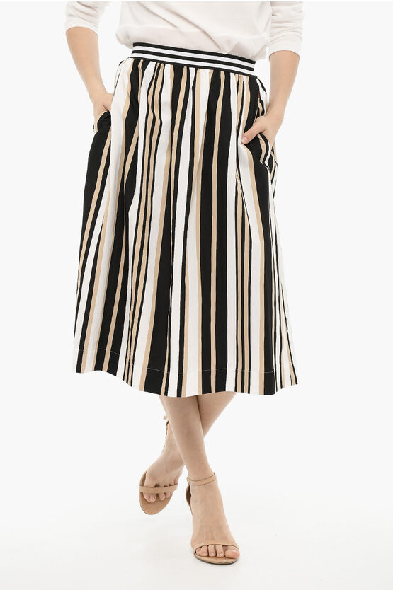 Woolrich Flared Pencil Striped Scully Longuette Skirt In Multi