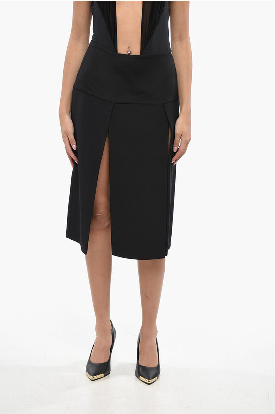 Khaite Flared Skirt With Split In Black