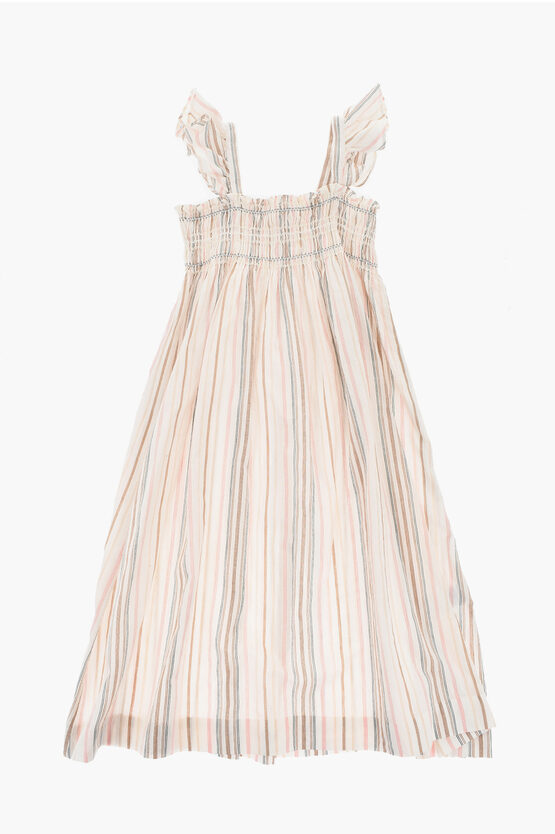 Bonpoint Flared Striped Dress In Neutral