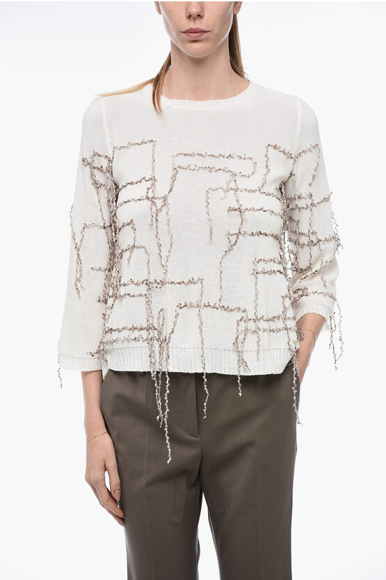 Shop Archiviob Flared Sweater With Fringe Application