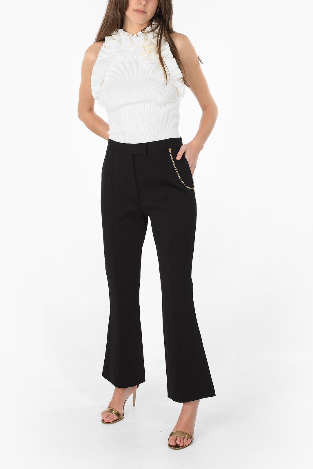 Givenchy Flared trousers with side chain women - Glamood Outlet Givenchy Flared trousers with side chain women - Glamood Outlet