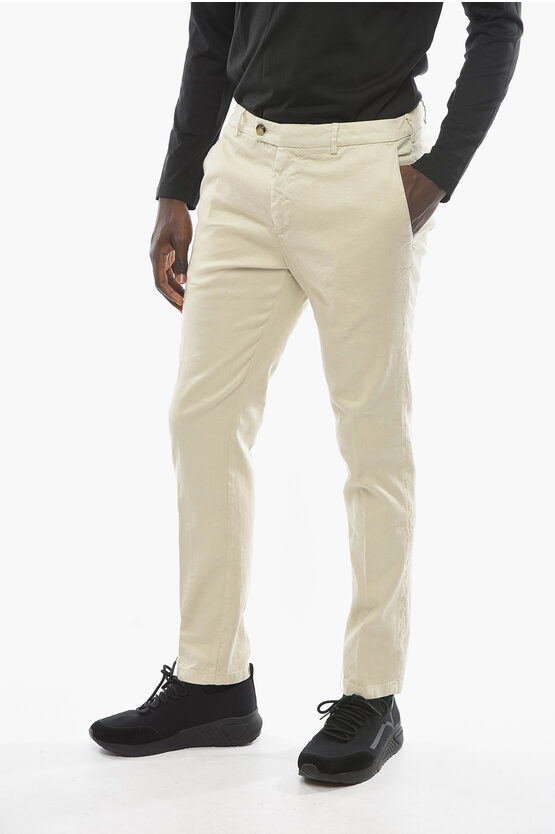 Cruna Flax And Cotton Marais Trousers With Belt Loops In Neutral