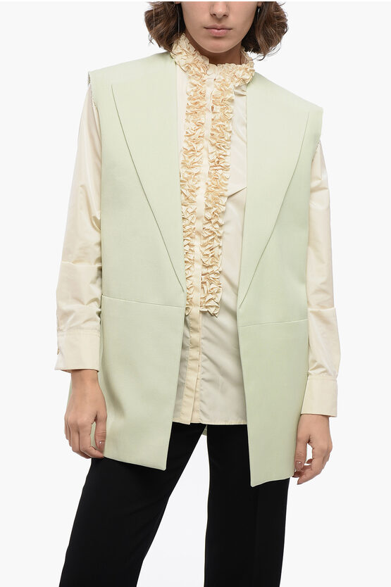 Jil Sander Flax Blend Buttonless Vest With Raw-cut Details