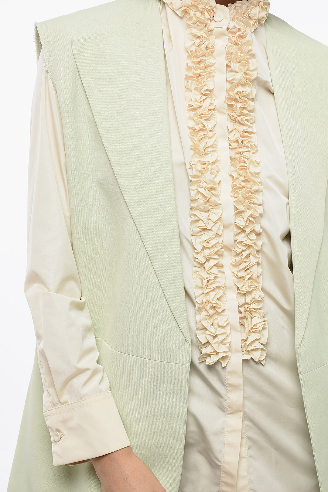 Jil Sander Flax Blend Buttonless Vest with Raw-cut Details women 
