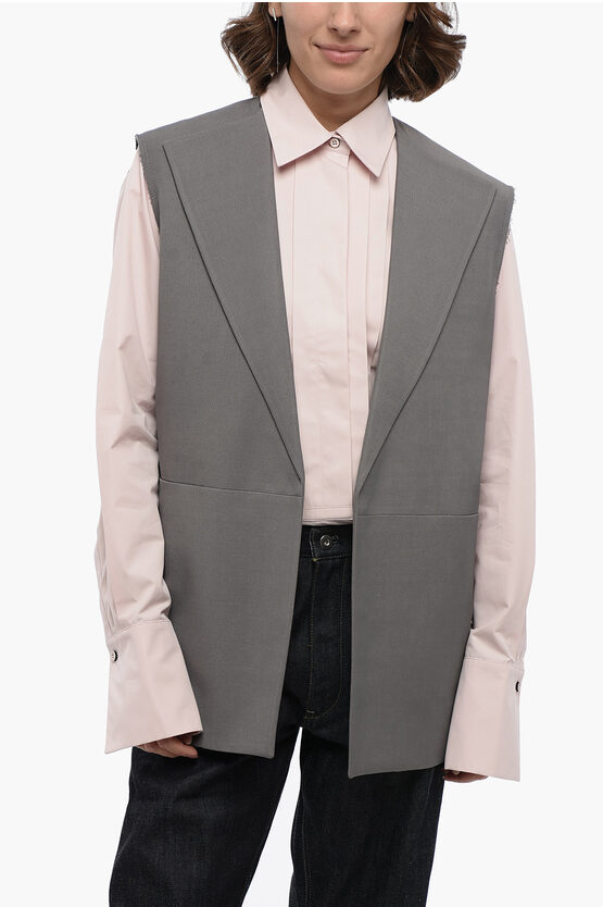 Jil Sander Flax Blend Buttonless Vest With Raw-cut Details