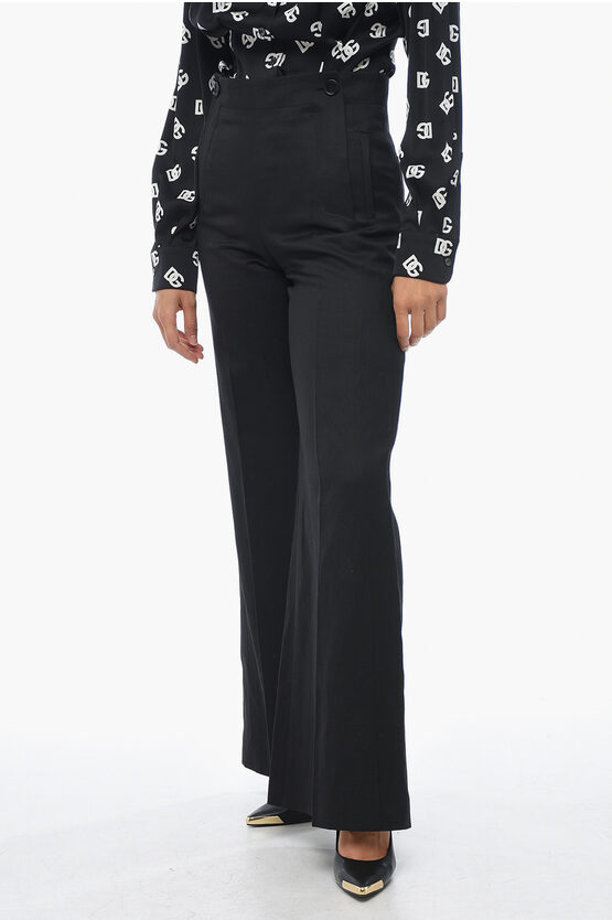 Shop Chloé Flax Blend Palazzo Pants With Double Buttoning