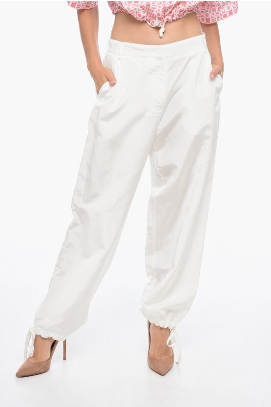 Msgm Flax Blend Pants With Drawtringed Cuffs