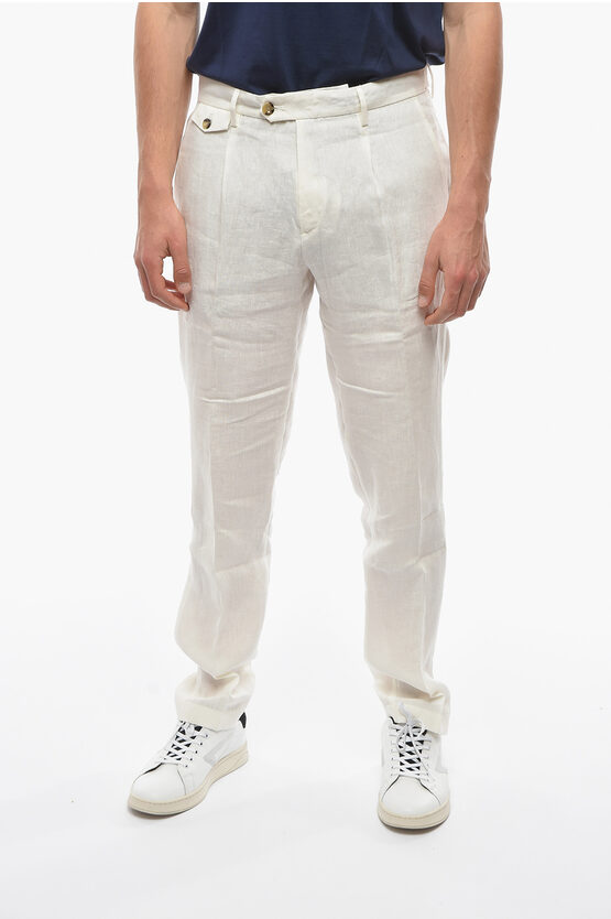 Cruna Flax Raval Single-pleat Pants In White