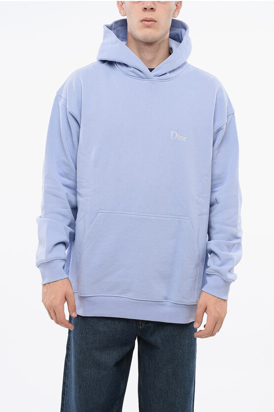 Dime Fleceed-cotton Hoodie With Patch Pocket In Blue