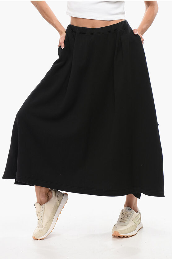 Yohji Yamamoto Fleece Asymmetric Skirt With Pleats In Black