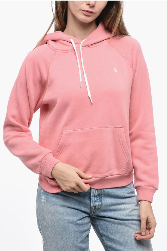 Shop Polo Ralph Lauren Fleece Cotton Blend Hoodie With Embroidered Logo