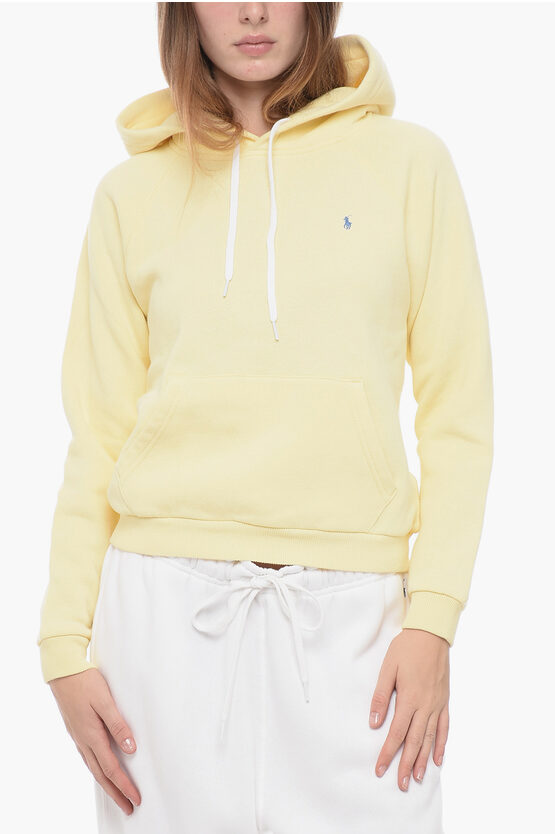 Shop Polo Ralph Lauren Fleece Cotton Blend Hoodie With Embroidered Logo