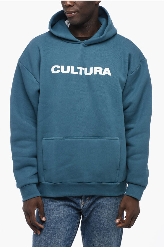 Shop Cultura Fleece-cotton Hoodie With Patch Pocket