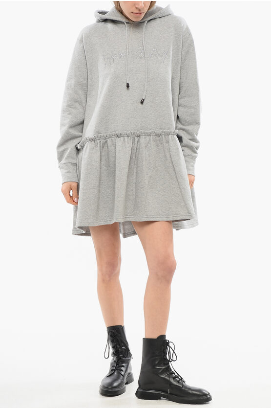 Viktor & Rolf Fleece Hoodie Dress With Volant