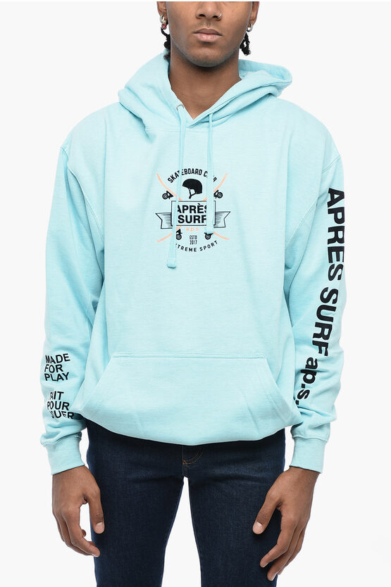 Après Surf Fleeced-cotton Blend Bob Hoodie With Patch Pocket In Blue