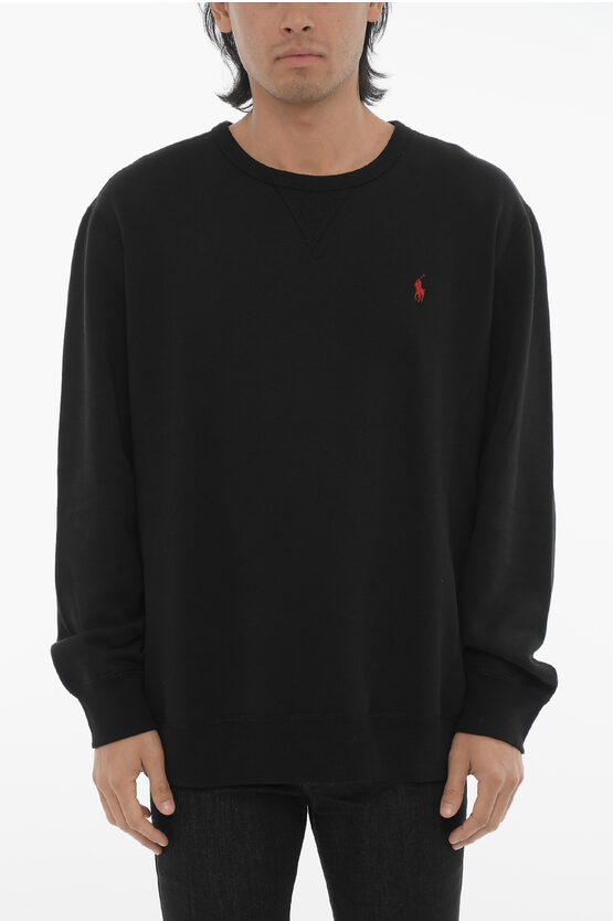 Polo Ralph Lauren Black Crewneck Sweatshirt With Pony Embroidery
