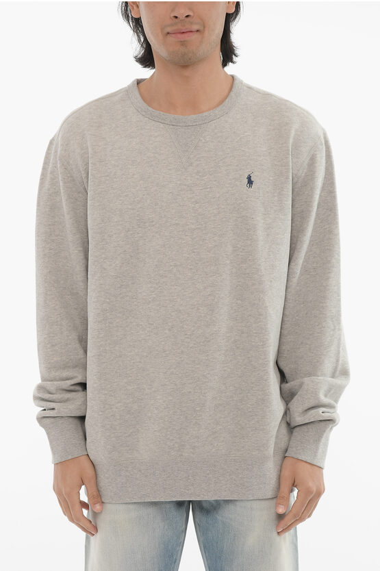 POLO RALPH LAUREN FLEECED-COTTON BLEND CREW-NECK SWEATSHIRT WITH EMBROIDERY