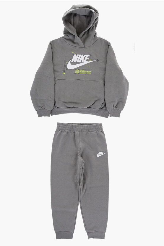 Fleeced Cotton Blend Hoodie and Joggers Set