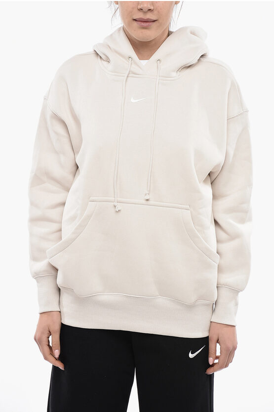 Nike Fleeced-cotton Blend Hoodie With Patch Pocket In White