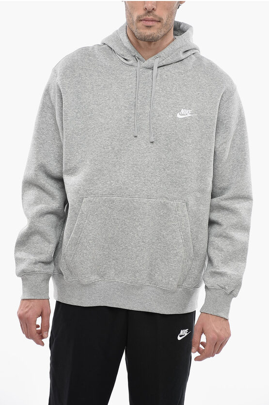 Nike Fleeced-cotton Blend Hoodie In Gray