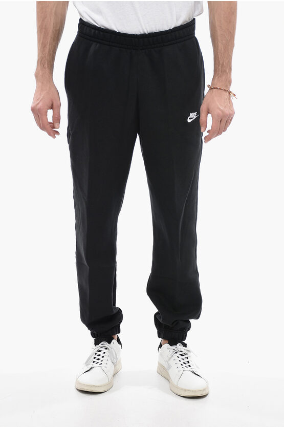 Nike Fleeced-cotton Blend Joggers With Embroidered Logo In Black
