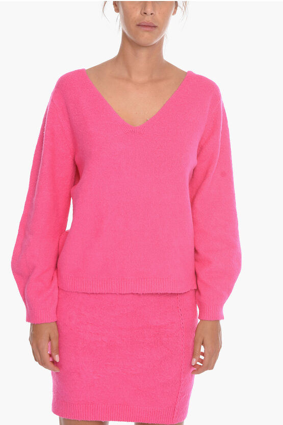 Shop Helmut Lang Fleeced-cotton Cloud V-neck Sweater