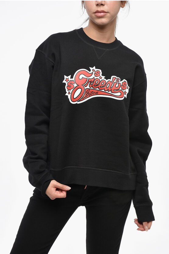Dsquared2 Fleeced Cotton Cool Fit Crew-neck Sweatshirt In Black