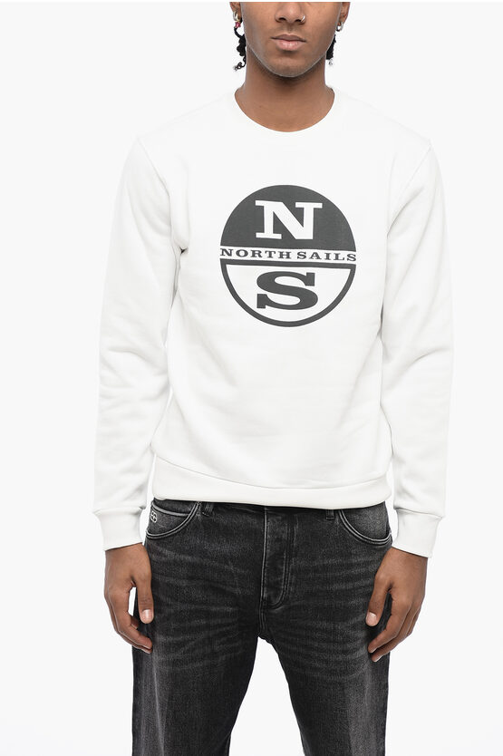 Shop North Sails Fleeced Cotton Crew-neck Sweatshirt With Contrasting Logo