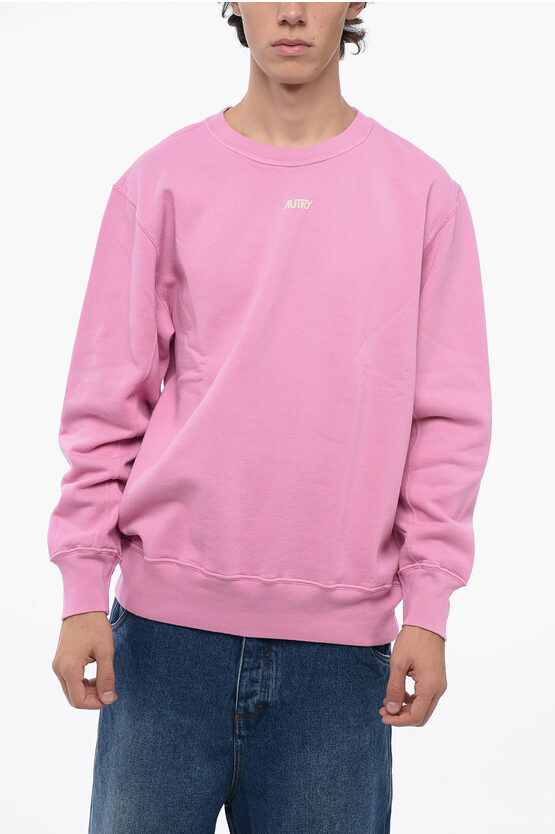 Shop Autry Fleeced-cotton Crew-neck Sweatshirt With Embossed Logo