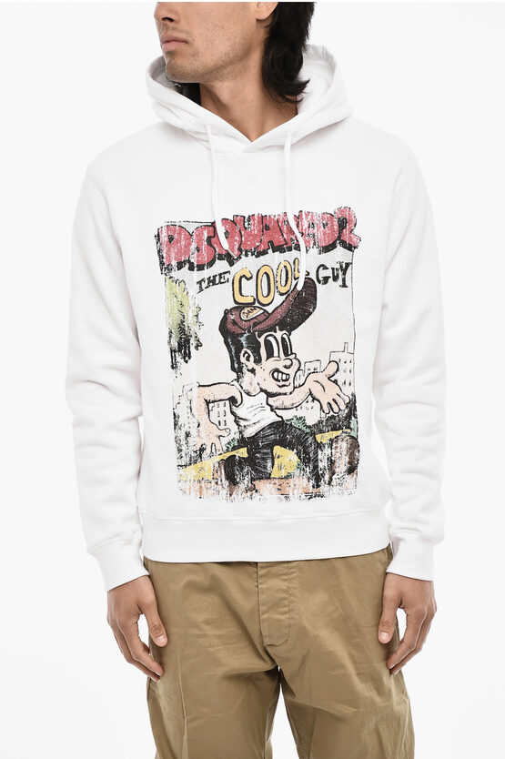 Dsquared2 Fleeced-cotton Crew-neck Sweatshirt With Print