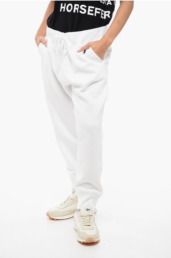 Polo Ralph Lauren Fleeced Cotton Cropped Fit Sweatpants With Cuffs In White