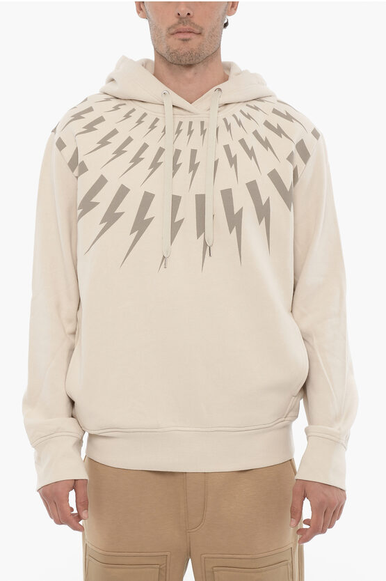 Neil Barrett Fleeced Cotton Fairisle Thunderbolt Hoodie