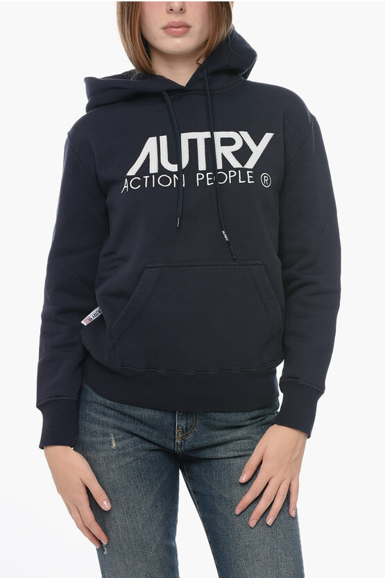 Autry Fleeced Cotton Hoodie With Contrasting Logo