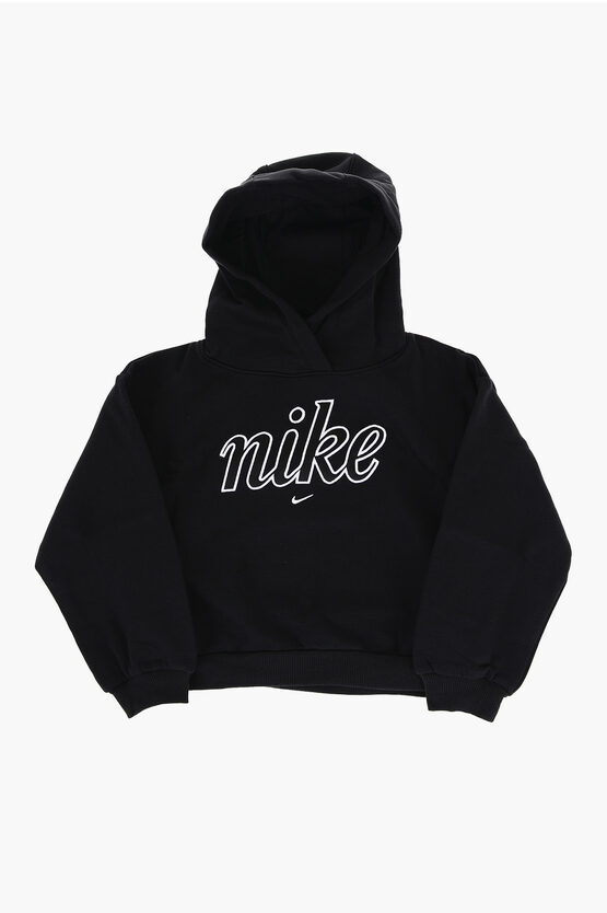 Shop Nike Fleeced Cotton Hoodie With Contrasting Logo