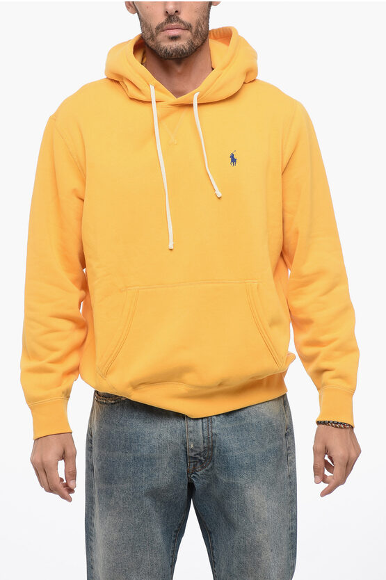 Shop Polo Ralph Lauren Fleeced Cotton Hoodie With Embroidered Logo