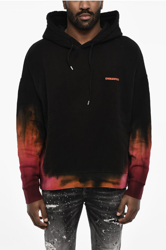 Dsquared2 Fleeced-cotton Hoodie With Gradient Hem