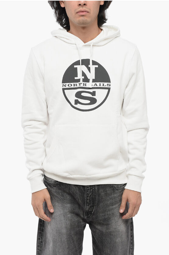 NORTH SAILS FLEECED COTTON HOODIE WITH PRINTED LOGO 