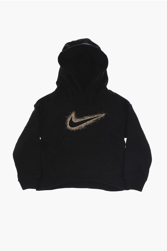 Nike Fleeced Cotton Hoodie In Black