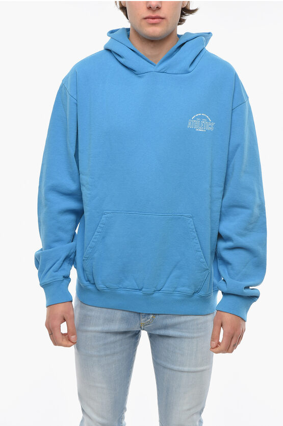 Sporty And Rich Fleeced-cotton Hoodie In Blue