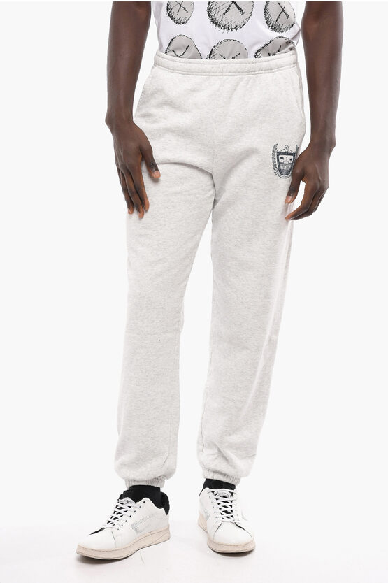 Sporty And Rich Fleeced Cotton Joggers With 3 Pockets In White