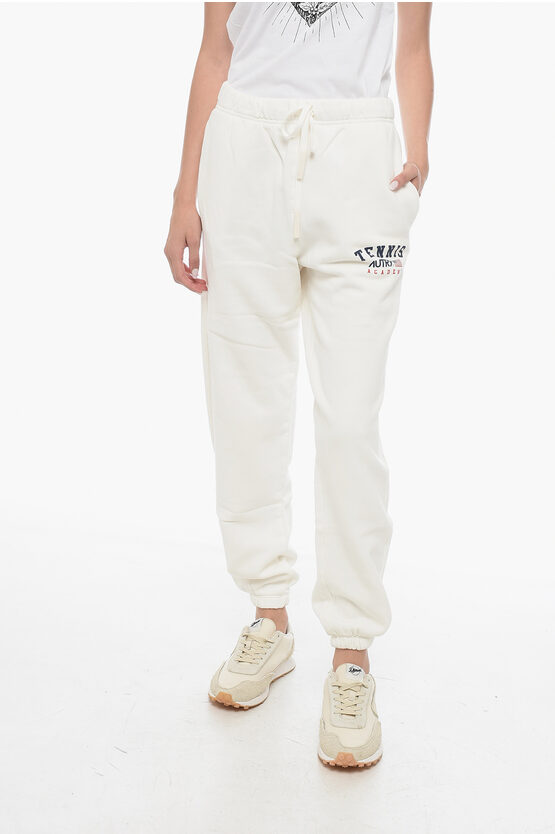 Shop Autry Fleeced-cotton Joggers With Drawstring Waist