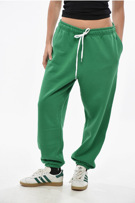 Polo Ralph Lauren Fleeced Cotton Joggers With Drawstring Waist In Green