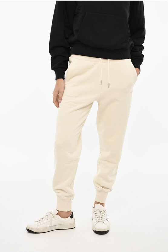 Woolrich Fleeced-cotton Joggers With Side Logo In White