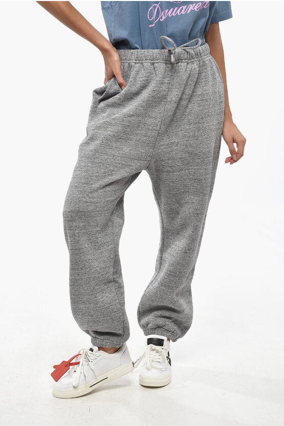 Dsquared2 Fleeced-cotton L.a. Joggers With Logo In Gray