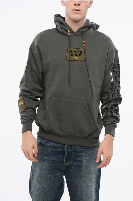 Après Surf Fleeced Cotton Luke Hoodie With Contrasting Details In Gray