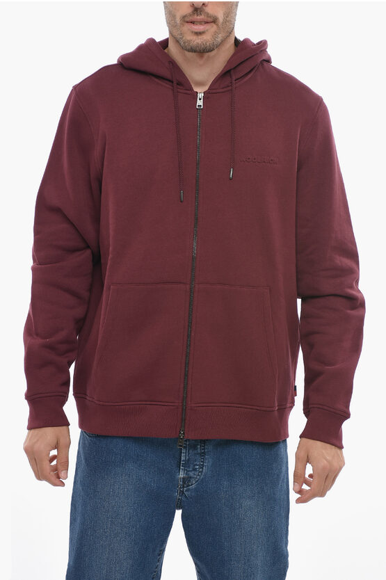 Shop Woolrich Fleeced Cotton Luxury Sweatshirt With Zip Closure