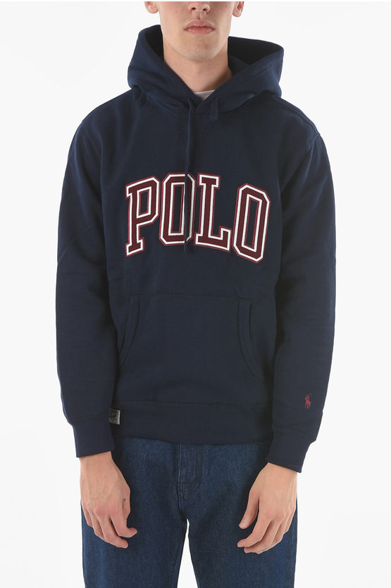 Polo Ralph Lauren Fleeced Cotton M Classics Hooded Sweatshirt With Logo Embroi In Blue