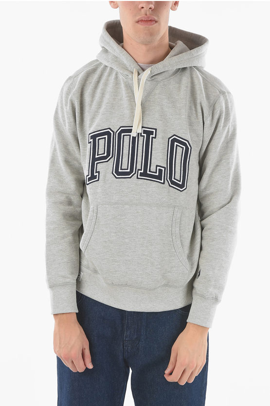 Polo Ralph Lauren Fleeced Cotton M Classics Hooded Sweatshirt With Logo Embroi In Gray
