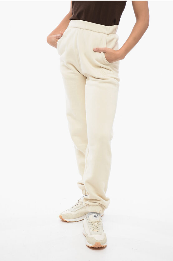 Attico Fleeced Cotton Penny Sweatpants With Embossed Logo In White